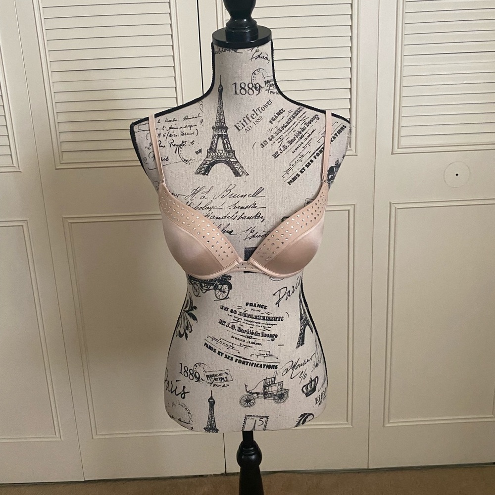 Aerie limited edition rhinestone push up bra beige nude 34C - Picture 1 of 16